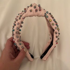 Lele Sadoughi Pink Multi Color Pearl Headband